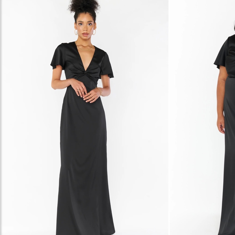 Show Me Your Mumu Black Satin Rome Twist Gown